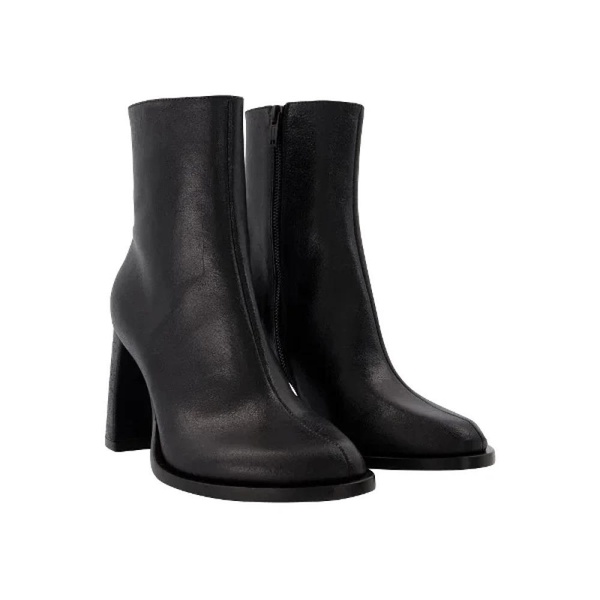 Black Leather Boots, 9cm Heel