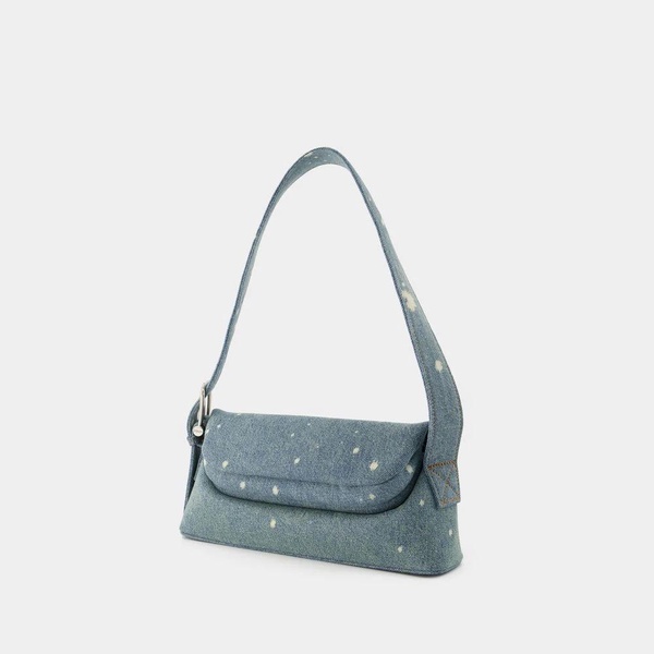 Blue Cotton Shoulder Bag with Adjustable Strap