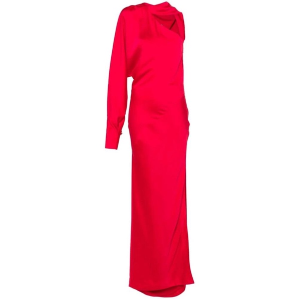 Red Satin Asymmetric Dress