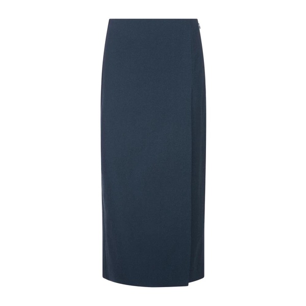 Solar Blue Wrap Midi Skirt