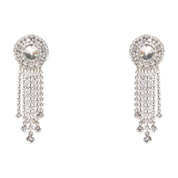 Crystal Embellishment Dangle Clip-On Earrings