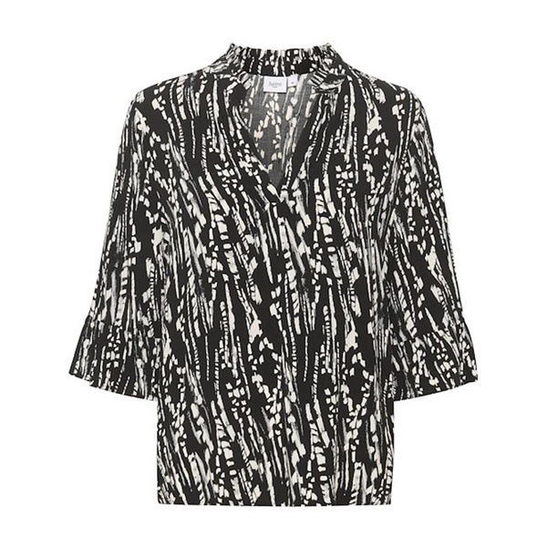 Leopard Print Blouse Black Bamboo Lines