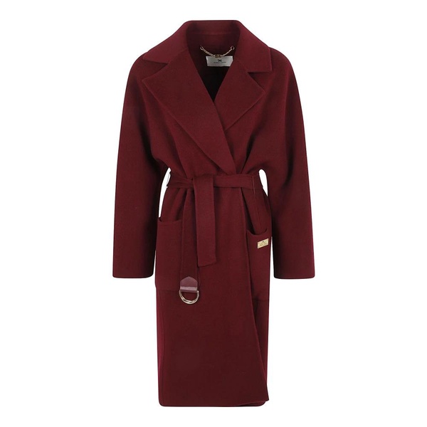 Red Black Wool Wrap Coat AW24