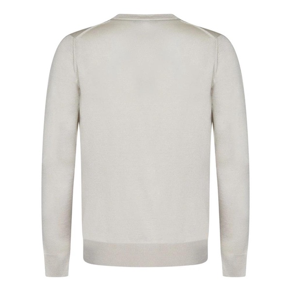 Ribbed crew neck cashmere sweater ivory