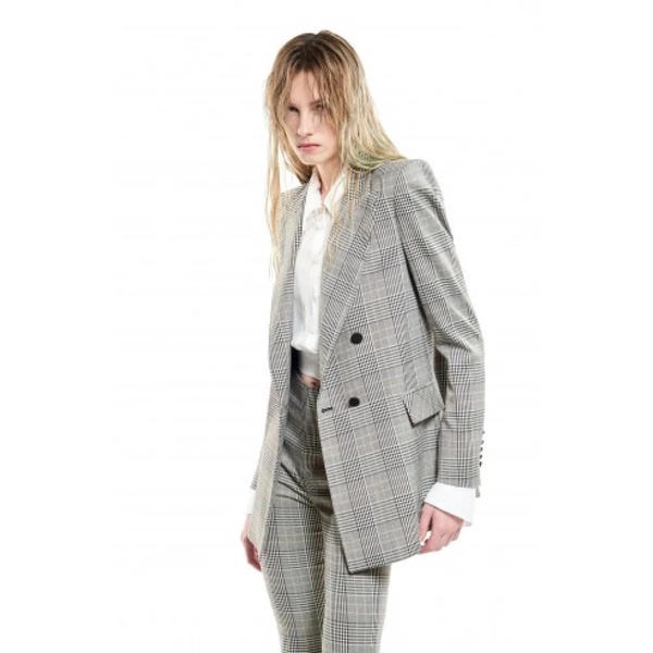 Checked Double-Breasted Blazer