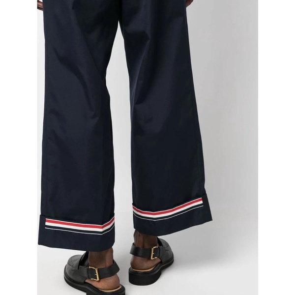 Navy Wide-Leg Cropped Trousers