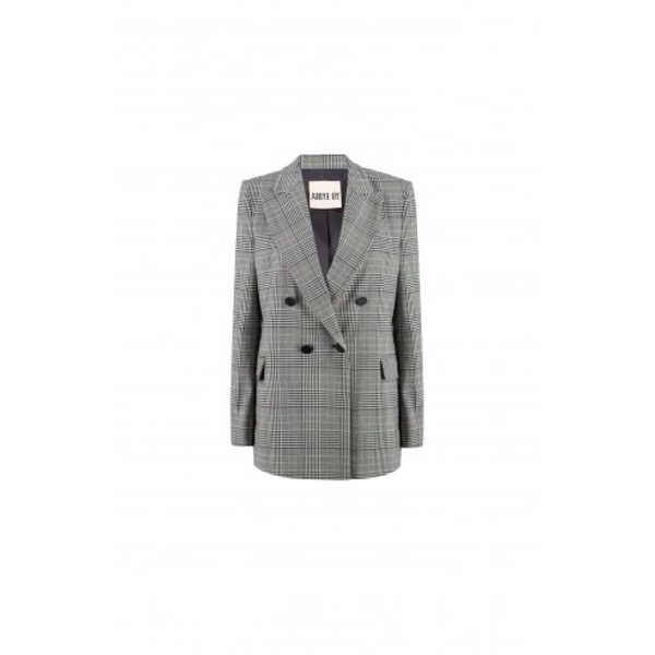 Checked Double-Breasted Blazer