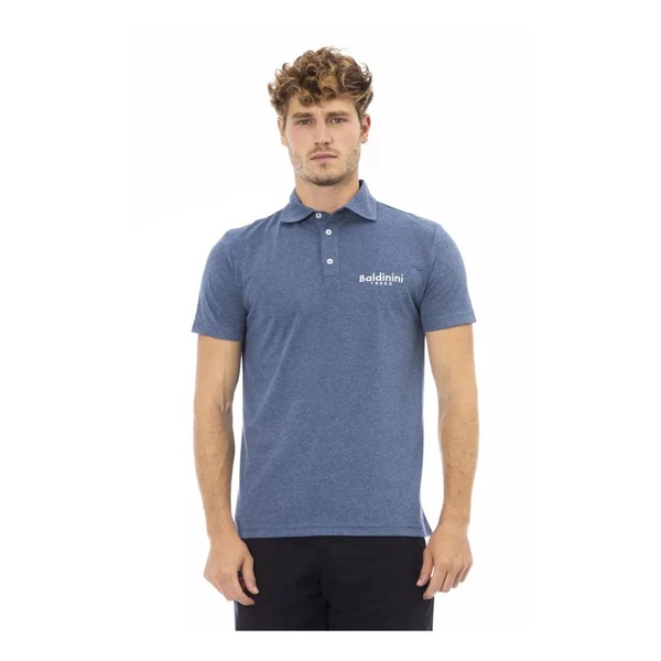 Blue Embroidered Cotton Polo Shirt