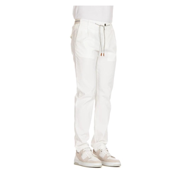 White Cotton Trousers with Zipper