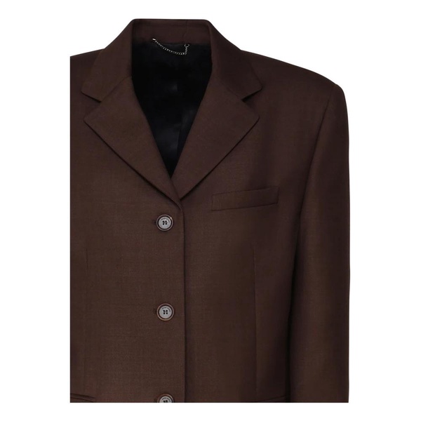 Brown Wool Blazer Button Closure