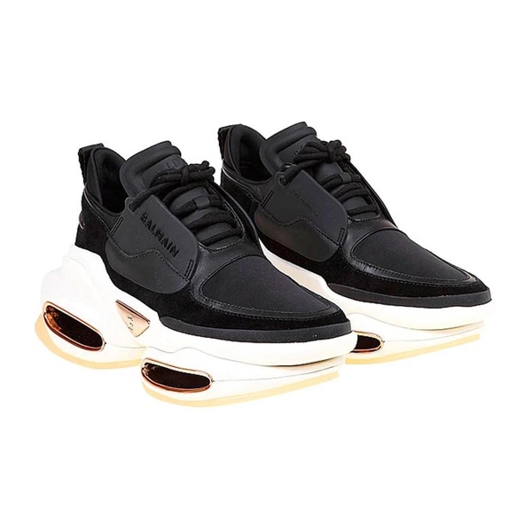 Balmain Fabric And Leather Logo Sneakers