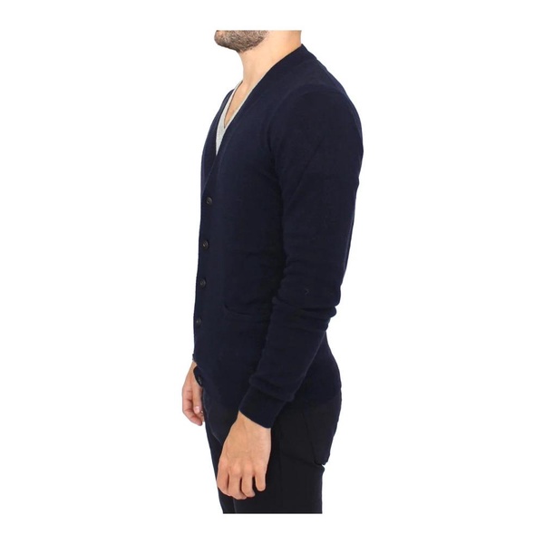 Luxury Blue Wool Blend Cardigan Sweater