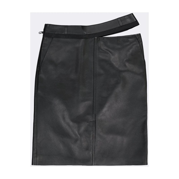 Leather Skirt Straight Cut Zip Closure