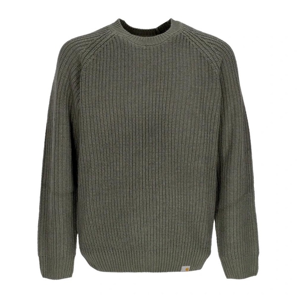 Smoke Green Ribbed Crew-Neck Sweater