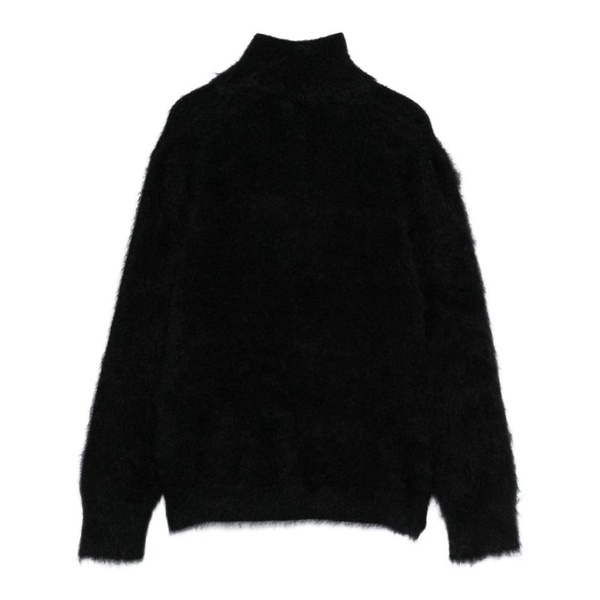 Black Mohair Sweater Knitted Brushed Ribbed