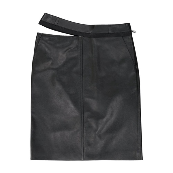 Leather Skirt Straight Cut Zip Closure