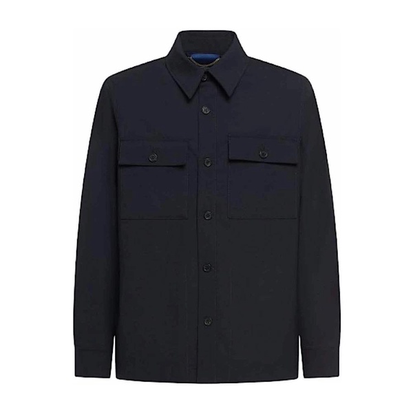 Navy Overshirt in Stretch Wool