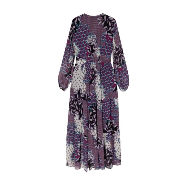 Purple Printed Dress with Unique Design