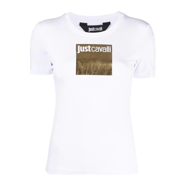 Short Sleeve Cotton Jersey T-shirt with Gold Print and Logo