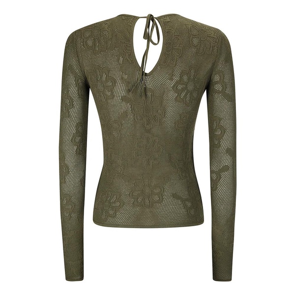 Floral Jacquard Mesh Top Olive