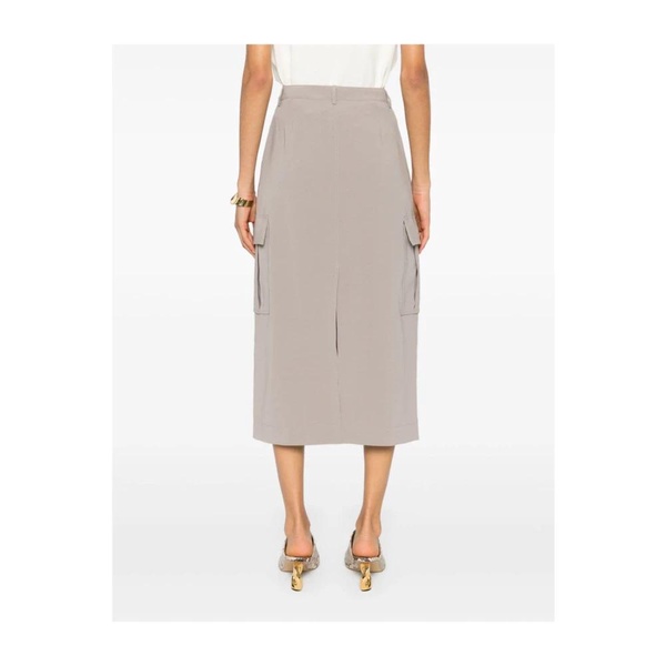 Dove Grey Midi Skirt with Pockets