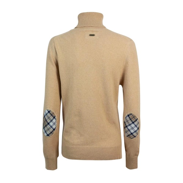 Brown Sweater with Tartan Elbow Patches