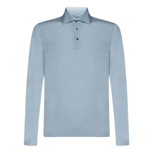 Clear Blue Polo with Three-Button Closure