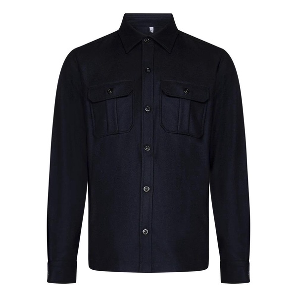 Blue Wool Blend Overshirt AW24