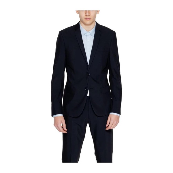 Black Polyester Blend Suit Jacket