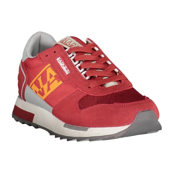 Red Polyester Sneaker with Contrasting Details