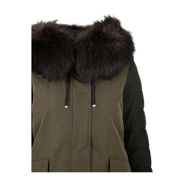 Military Style Quilted Coat with Removable Fur