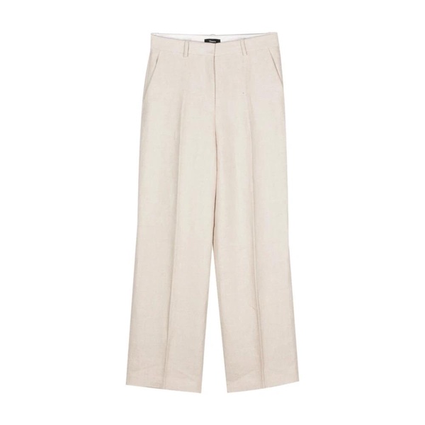 Linen Basket Weave Straight Leg Pants