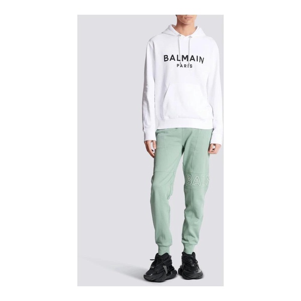 BALMAIN Luxury French Terry Logo Hoodie - Size L