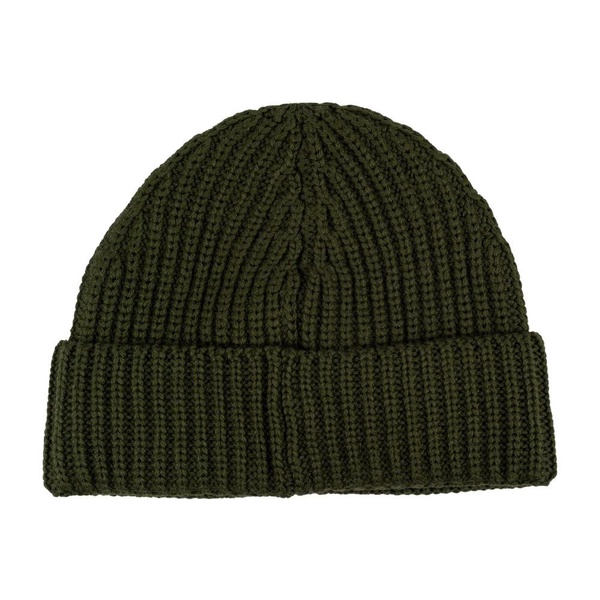 Ribbed Wool Hat with Fabric Logo