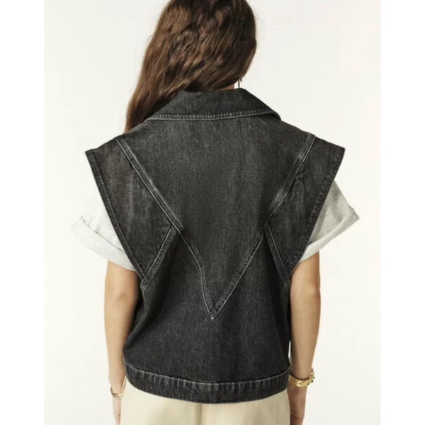 Black Washed Denim Vest