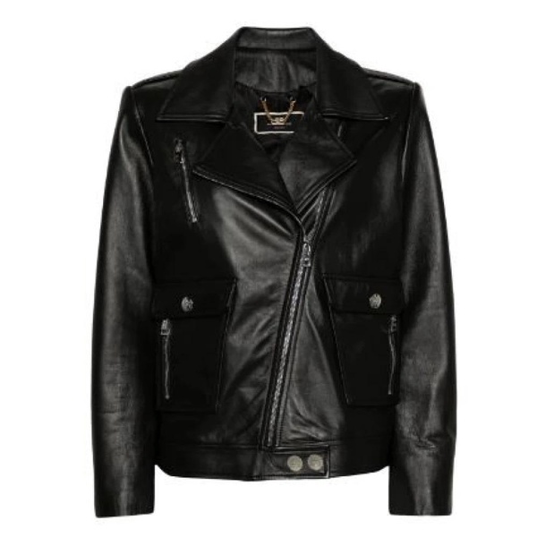 Black Biker Style Leather Jacket