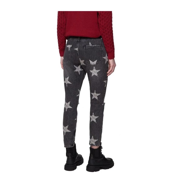 Star Print Distressed Boyfriend Jeans