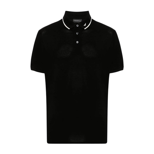 Black Polo Shirt Striped Edge Logo