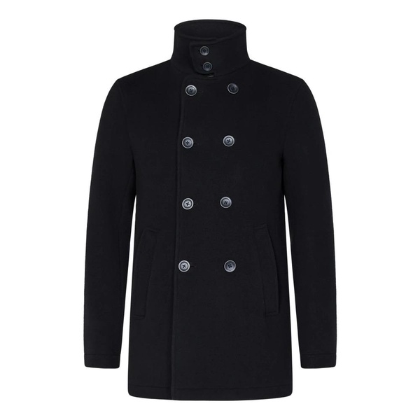 Blue Double-Breasted Wool Coat