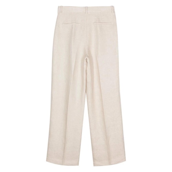 Linen Basket Weave Straight Leg Pants