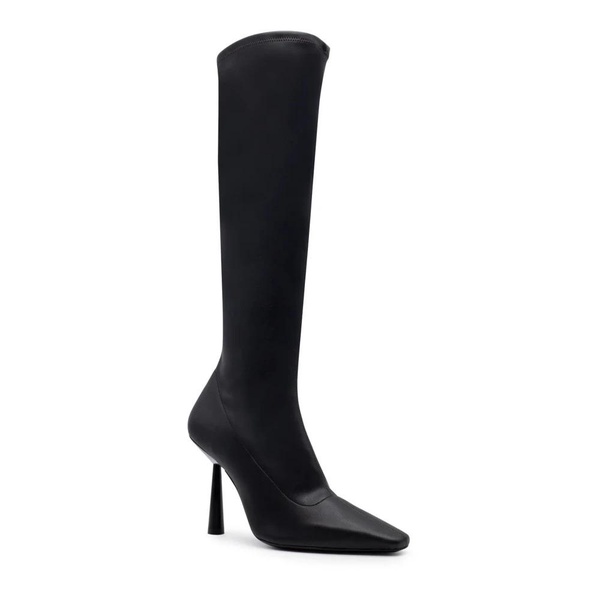 Black Pointed Toe Leather Boots