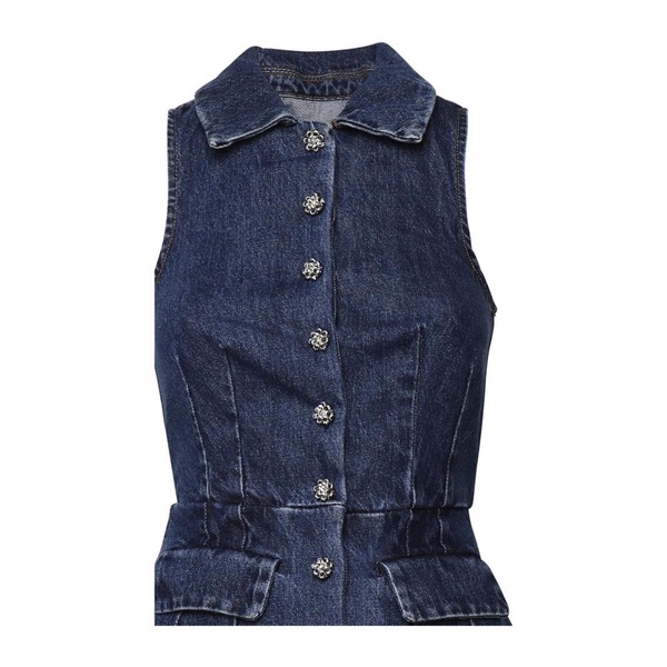 Denim Jumpsuit with Flared Trousers