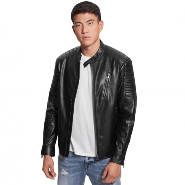 Men`s Black M3RL16 Leather Biker Jacket