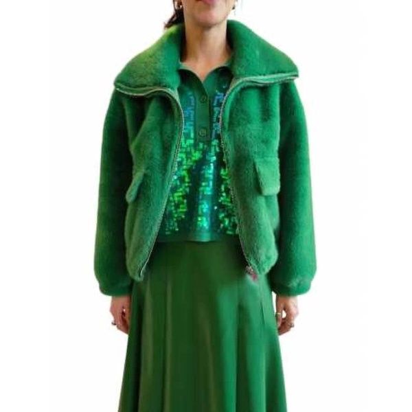 Green Faux Fur Jacket Genz Hulk