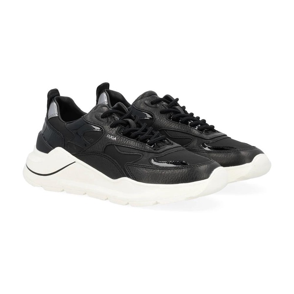 Black Leather and Nylon Sneaker Fuga Natural