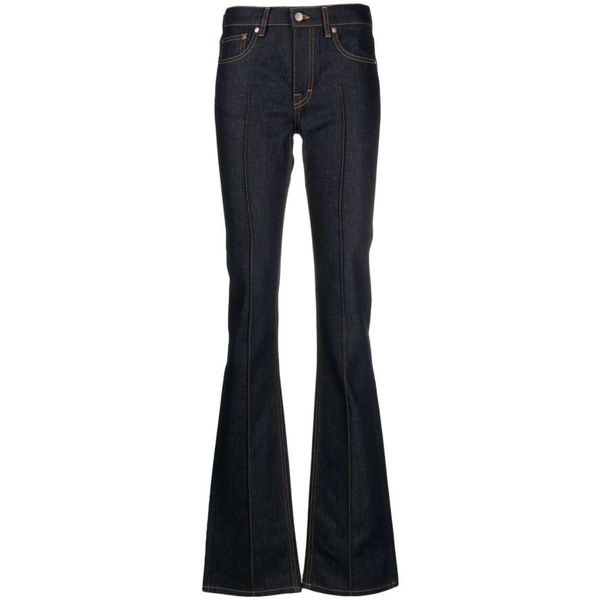 Midnight Blue Pintuck Flared Denim Jeans