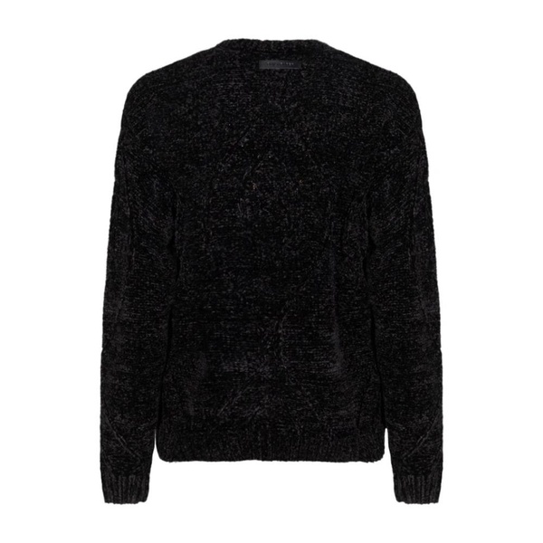 Velvet Knit Sweater with Logo Patch