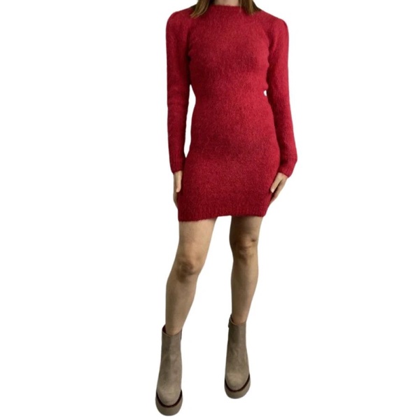 Red Knit Dress with Back Neckline