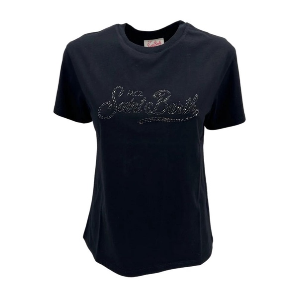 Black T-shirt with strass detail