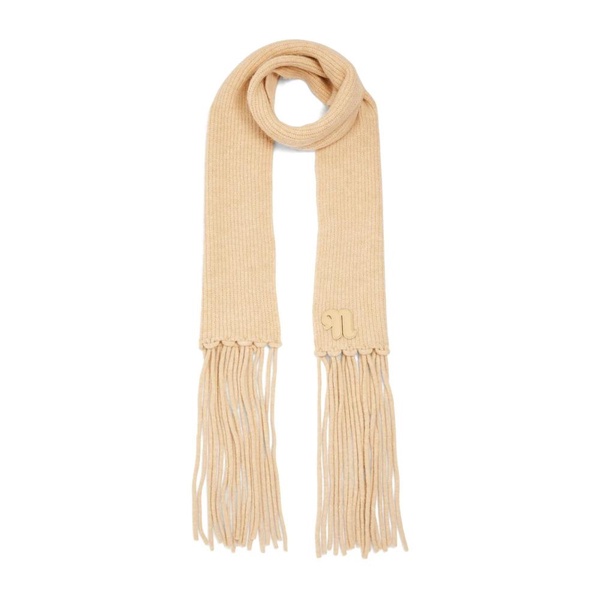 Fluffy Knit Logo Scarf Cream